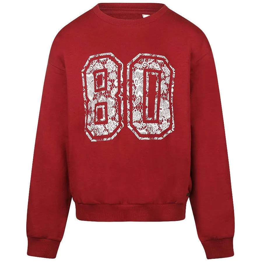 No Way Monday rechtvallende sweater met print - rood, foto 2