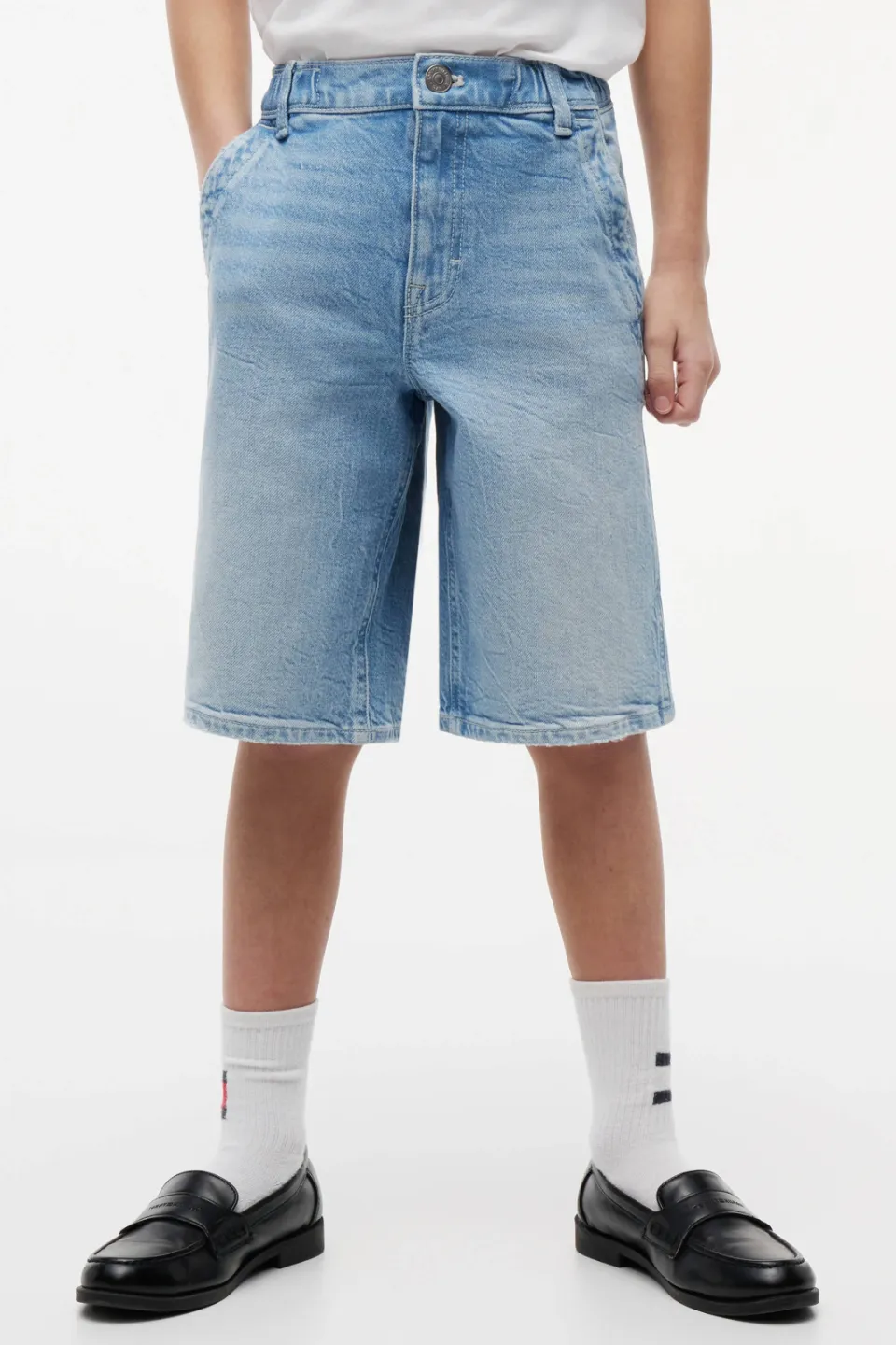 Tommy Hilfiger Sailor baggy jeansshort lichtblauw denim light 01, foto 3