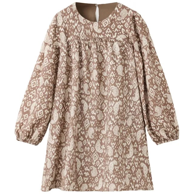 Mango korte bohemian jurk met paisley bruin lichtbeige