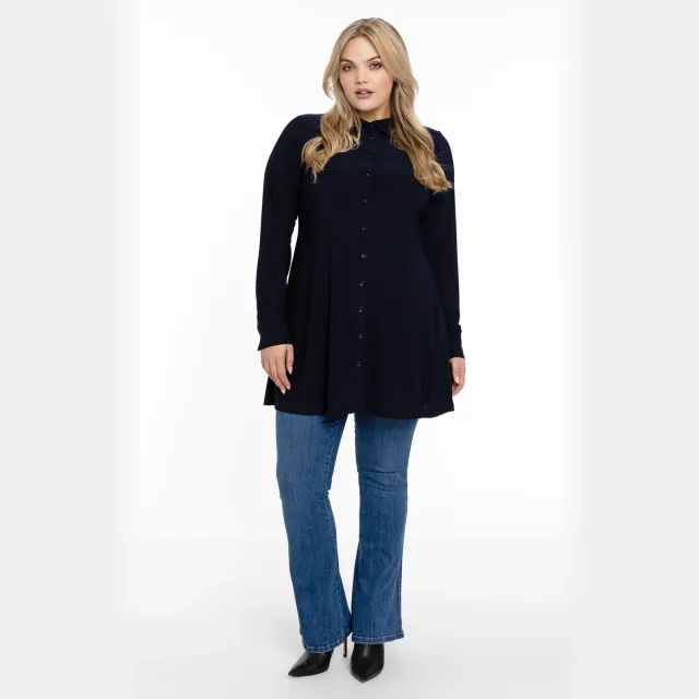 Yoek A-lijn blouse donkerblauw blauw, foto 2