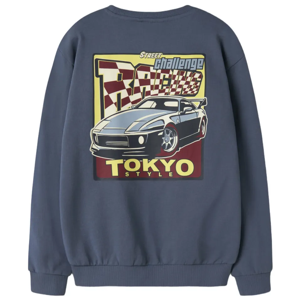 NAME IT KIDS sweater met backprint blauw, foto 2