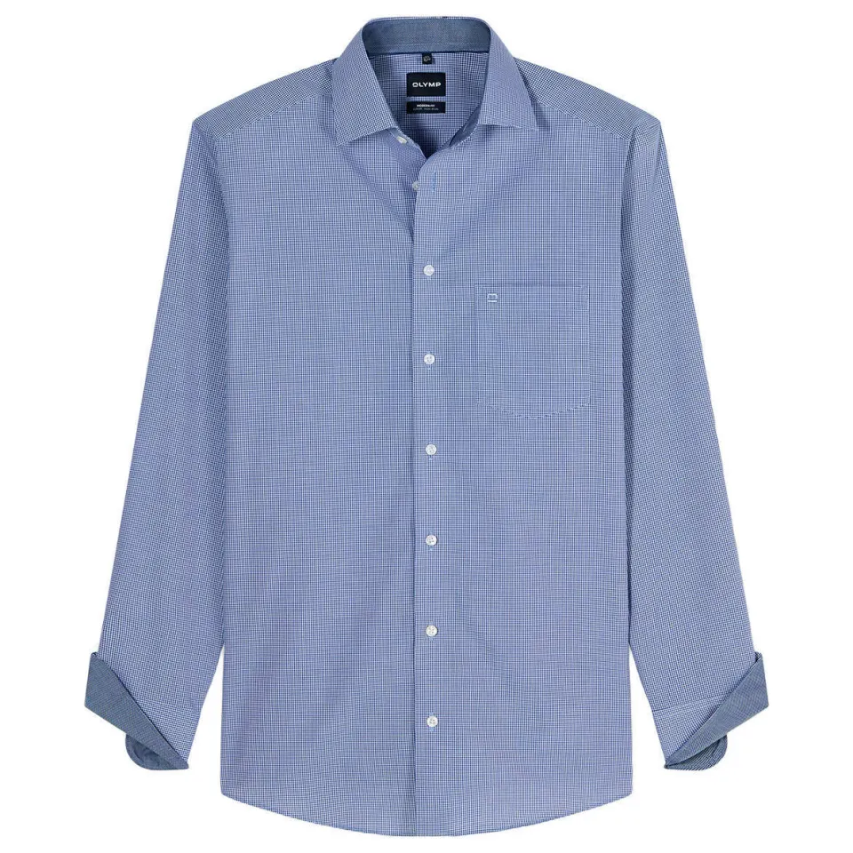Olymp Comfort geruit casual overhemd donkerblauw koninklijk, foto 2