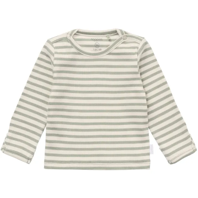 Noppies baby gestreepte longsleeve ronde hals groen/ecru, foto 2