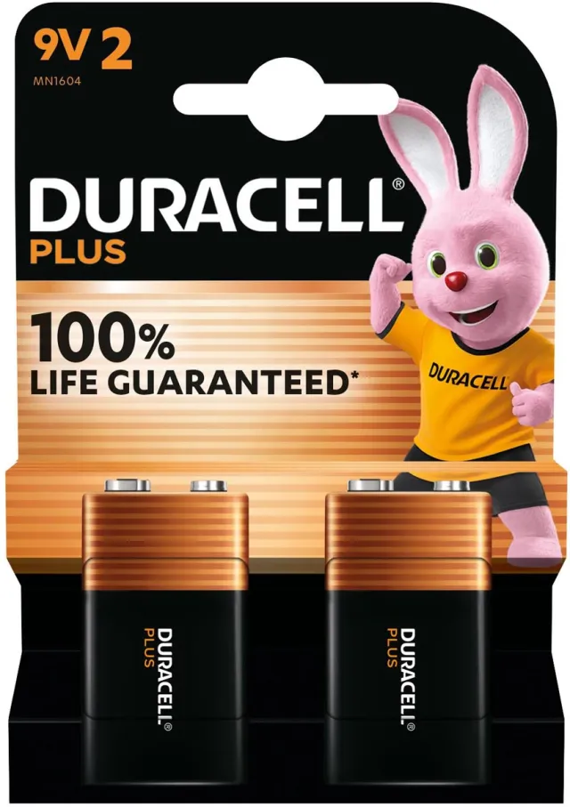 Duracell Plus 9V alkaline batterij 2 stuks