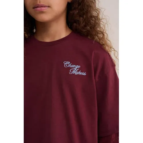 WE Fashion longsleeve met print - donkerrood, foto 4