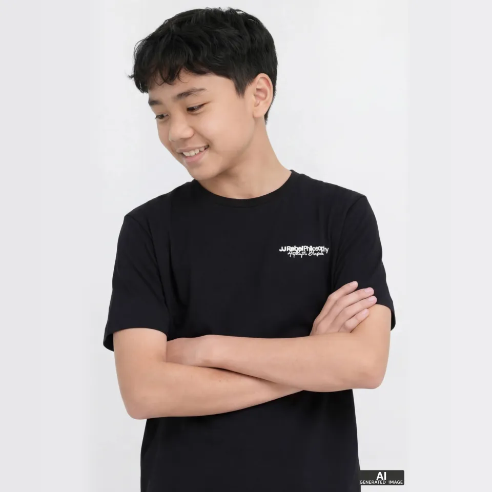 JJ Rebel JUNIOR T-shirt zwart met tekst, foto 3