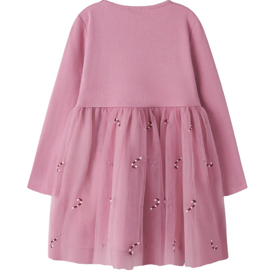 NAME IT MINI korte jurk met borduursels roze, foto 2