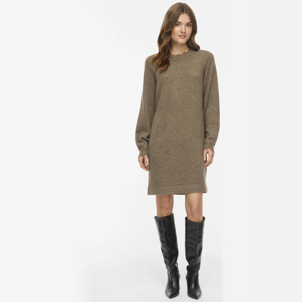 Vila NIKOLINA gebreide jurk taupe