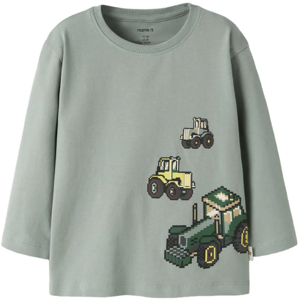 NAME IT MINI longsleeve met print grijsgroen, foto 2