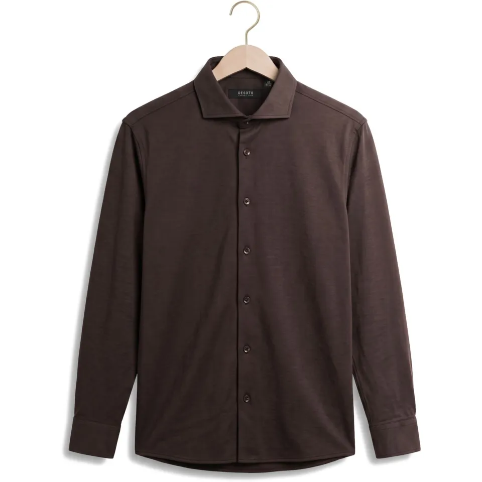 Desoto Luxury Tailored Fit jersey overhemd bruin, foto 2