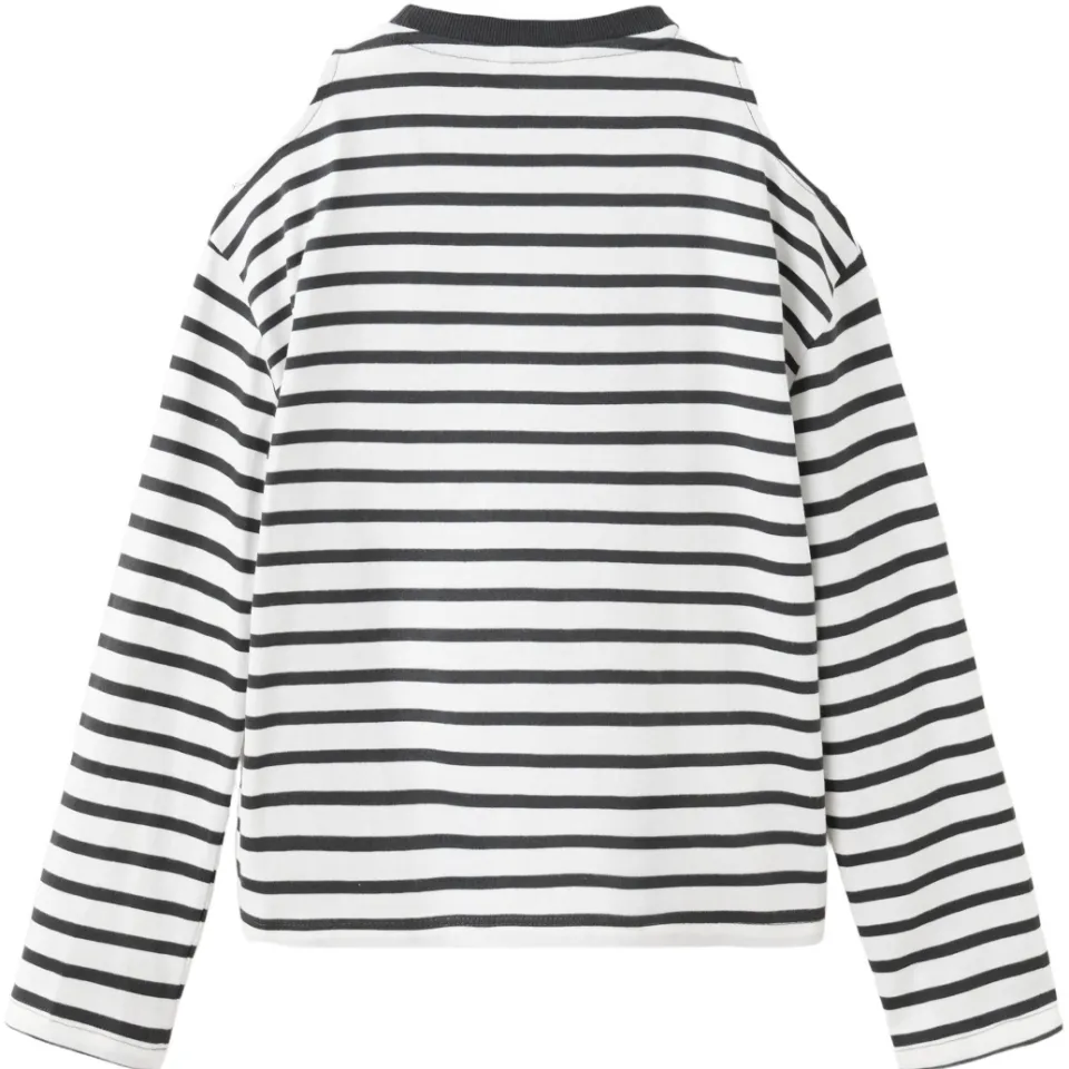 Mango gestreepte longsleeve antraciet wit, foto 3