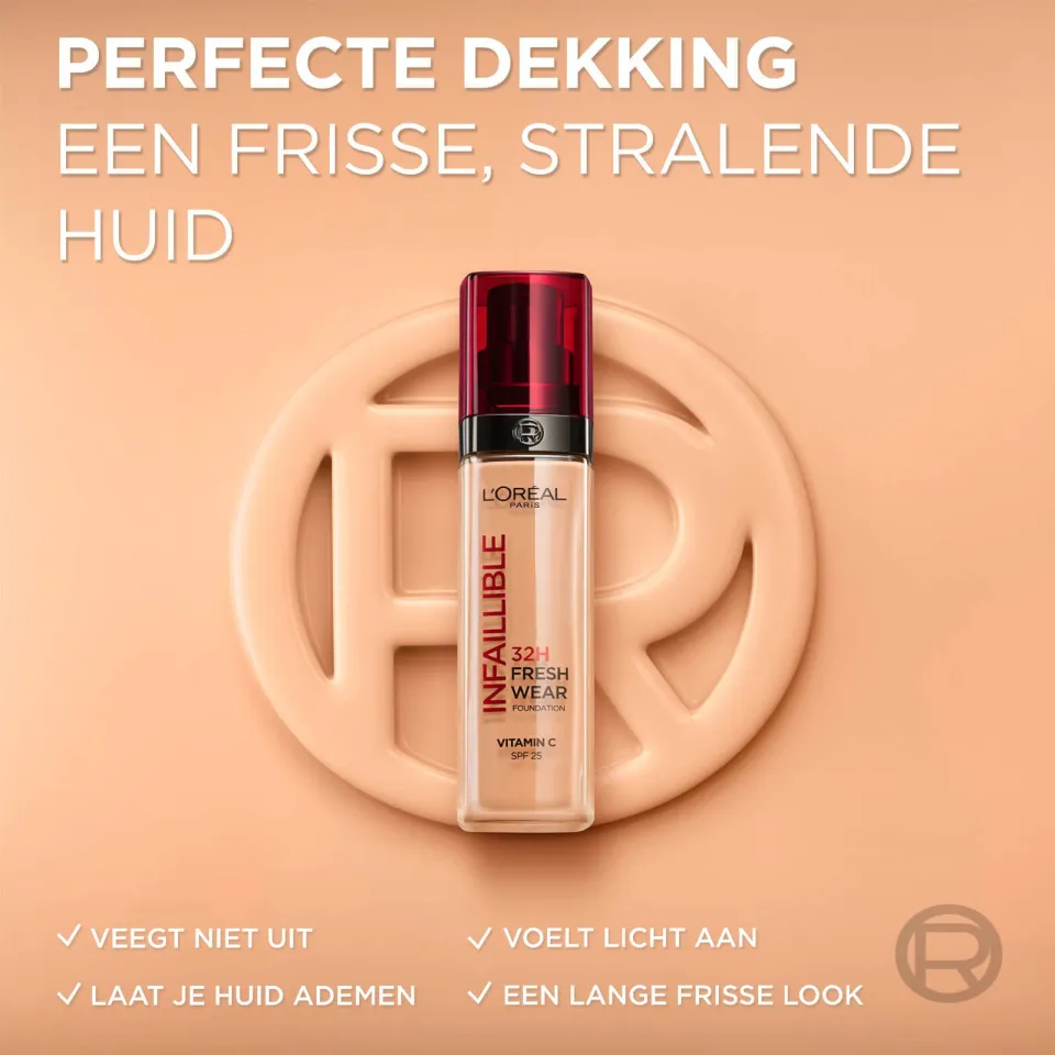 L'oréal Paris Infaillible 32H Fresh Wear foundation - SPF25 - 140 Cool Rosé, foto 3