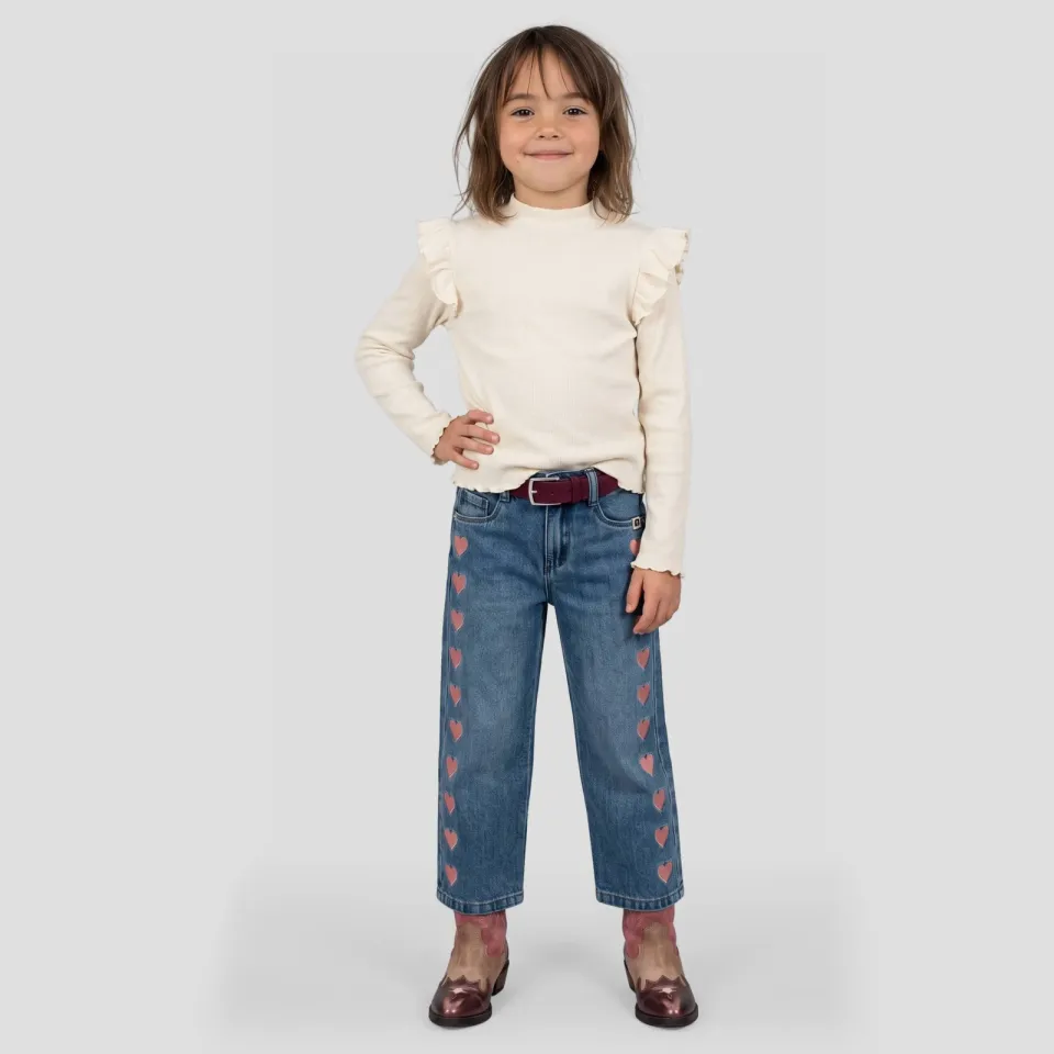 Orange Stars longsleeve met ruches ecru