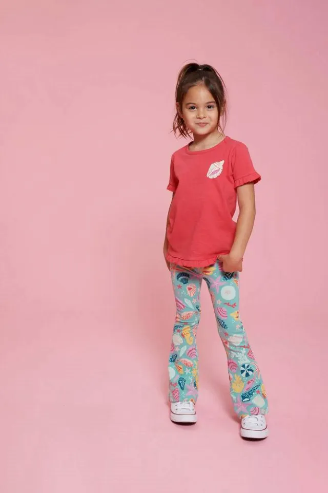 Jubel Lazy Lagoon T-shirt met backprint koraal Fuchsia
