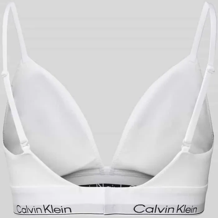 Calvin Klein Triangelbeha met logo in band en spaghettibandjes wit, foto 3