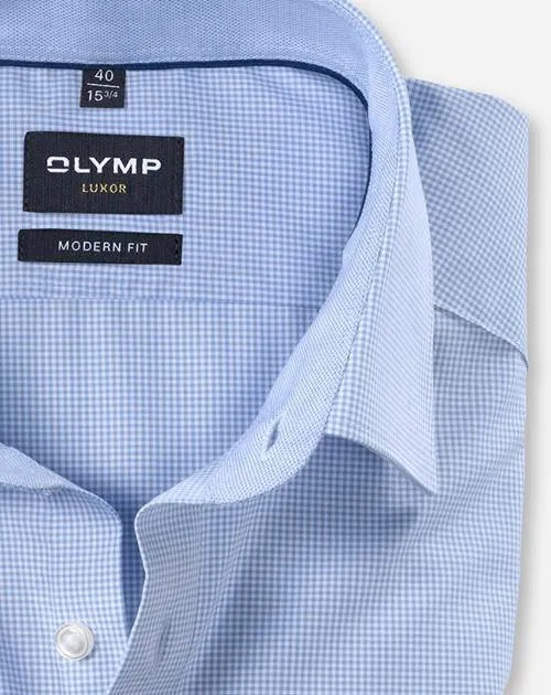 Olymp Comfort geruit casual overhemd lichtblauw blauw, foto 2