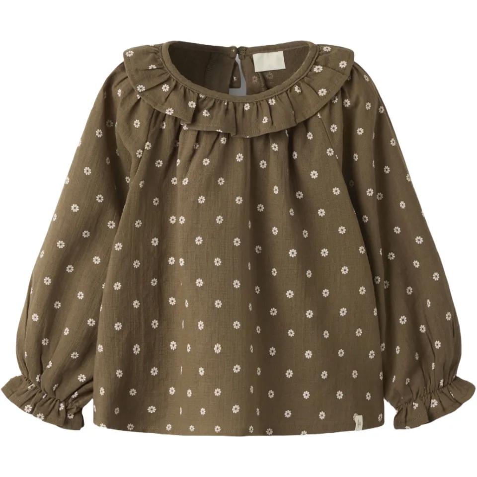 Lil' Atelier Mini blousetop bruingroen, foto 2