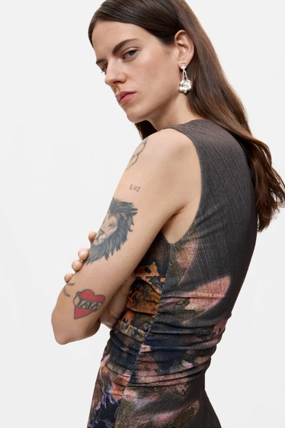Desigual MUNICH midi jurk met bloemenprint grijsgroen, foto 3