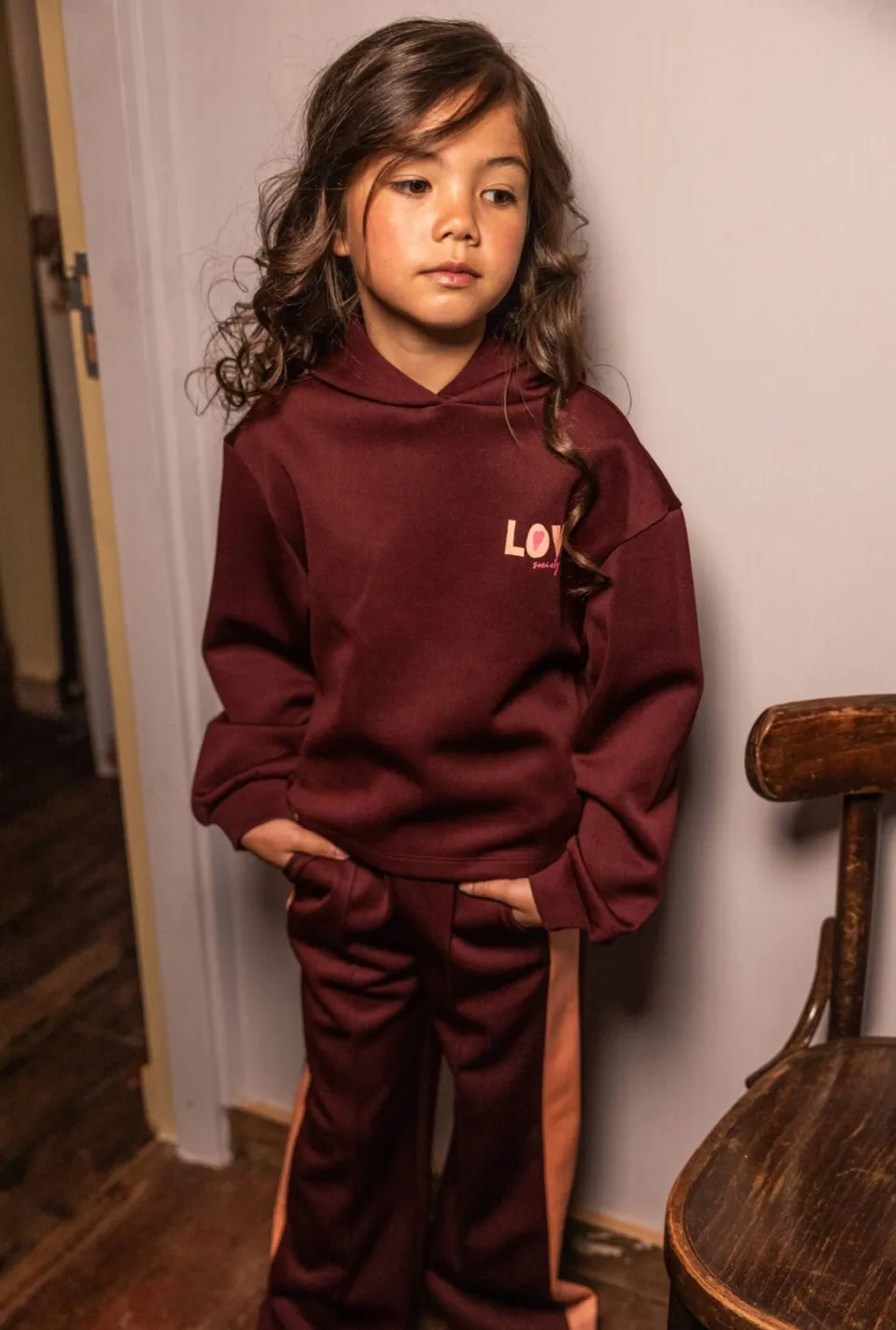 LOOXS little boxy hoodie - donkerrood, foto 5