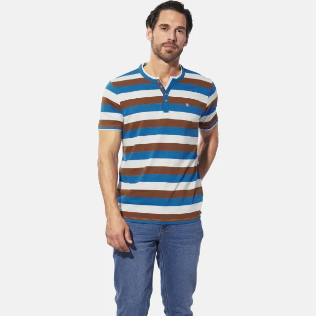 Babista Bonavent t-shirt gestreept wit wit/blauw/bruin