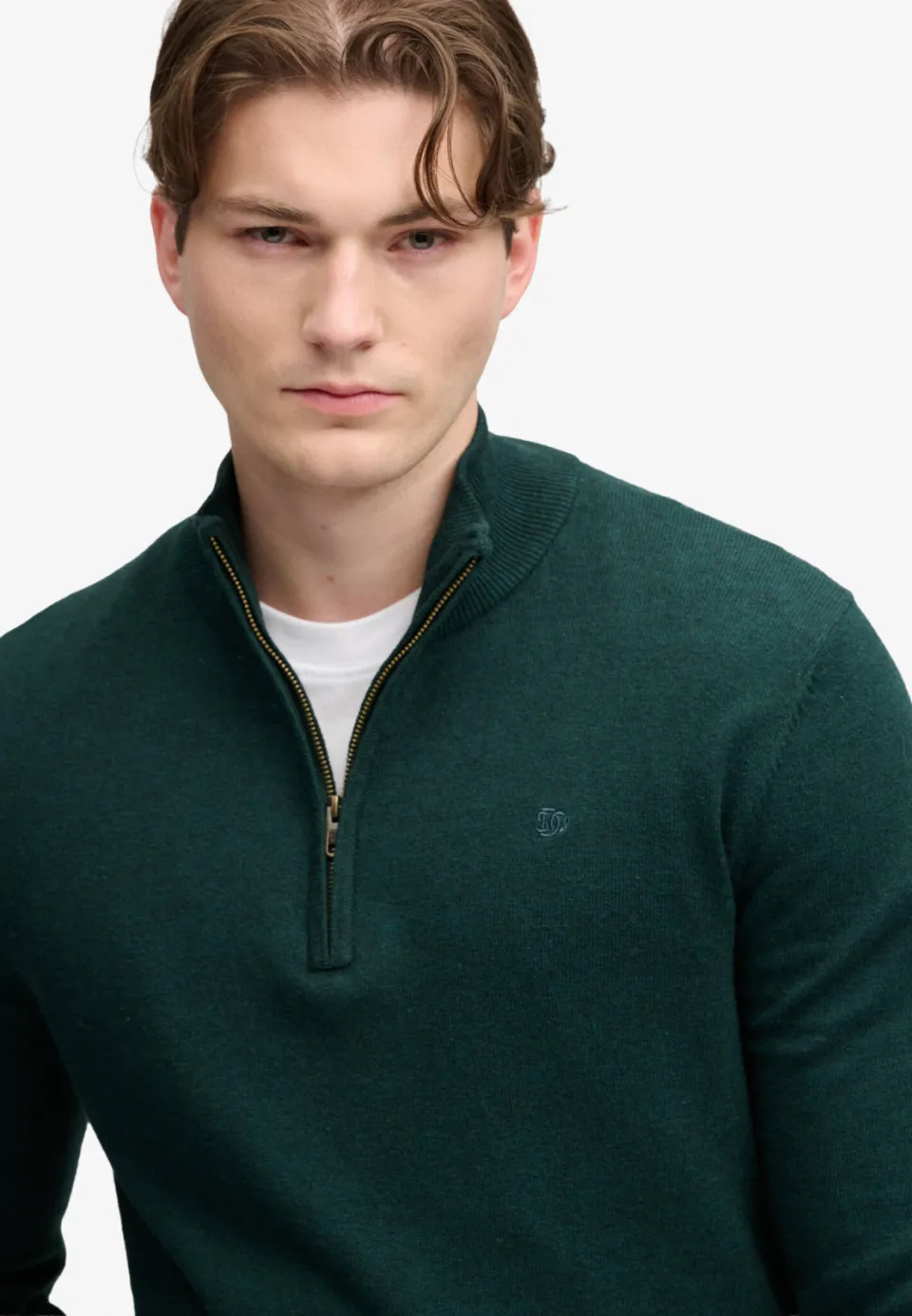 Superdry regular fit trui met wol - deep pine green, foto 4