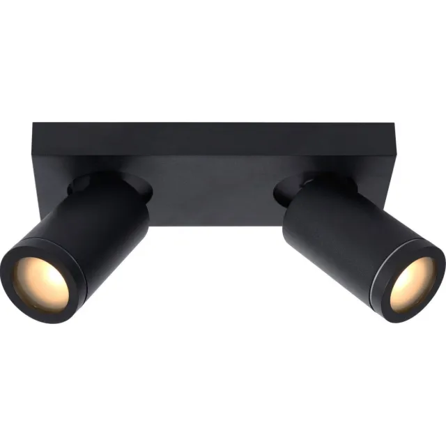 Lucide TAYLOR - Plafondspot Badkamer - LED Dim to warm - GU10 - 2x5W 2200K/3000K - IP44 - Zwart