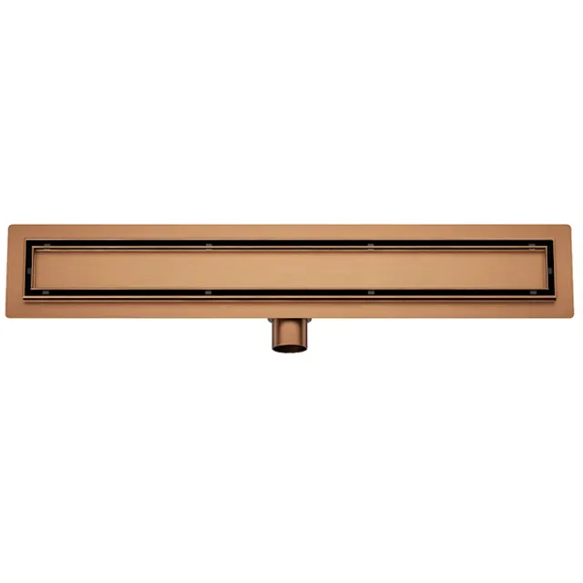 Wiesbaden Douchegoot met Tegelrooster en Flens Wiesbaden Suus 80x7 Cm Geborsteld Brons Koper