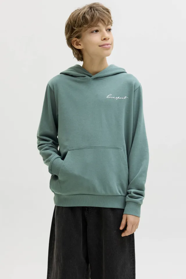 Jack & Jones JUNIOR hoodie met backprint groen Zeegroen