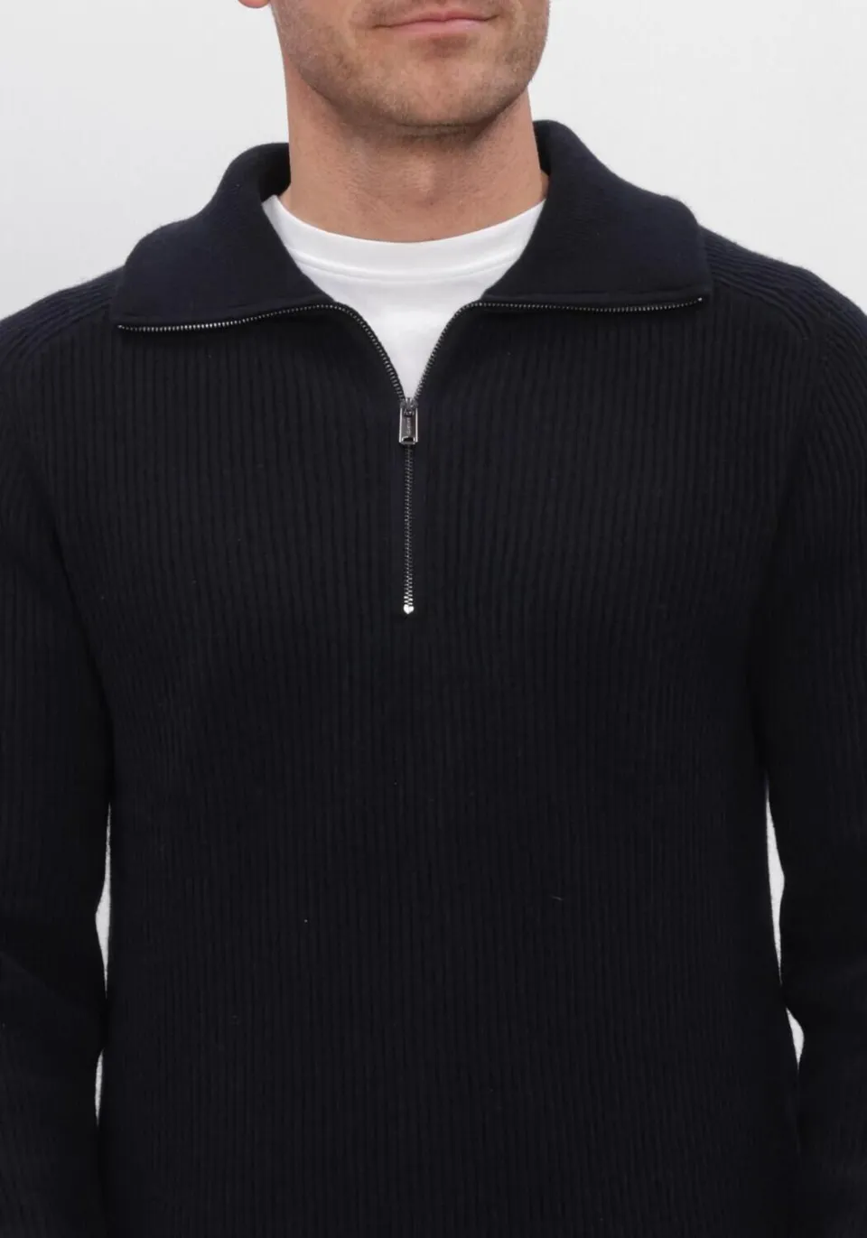 Profuomo Heren Truien & Vesten Pullover Half Zip Heavy Wool - Donkerblauw, foto 3