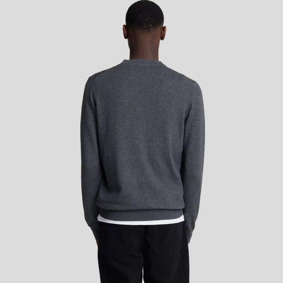 Lyle & Scott Cotton Merino Crewneck trui antraciet, foto 4