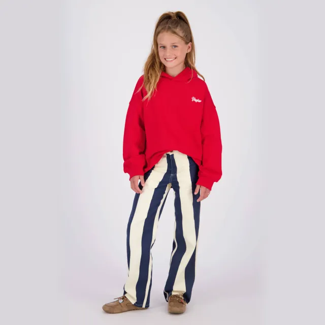 Vingino Cato Stripe high waist wide leg gestreepte jeans - donkerblauw Donkerblauw/lichtgeel