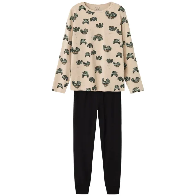 NAME IT Peyote Monster Truck pyjama ecru/zwart