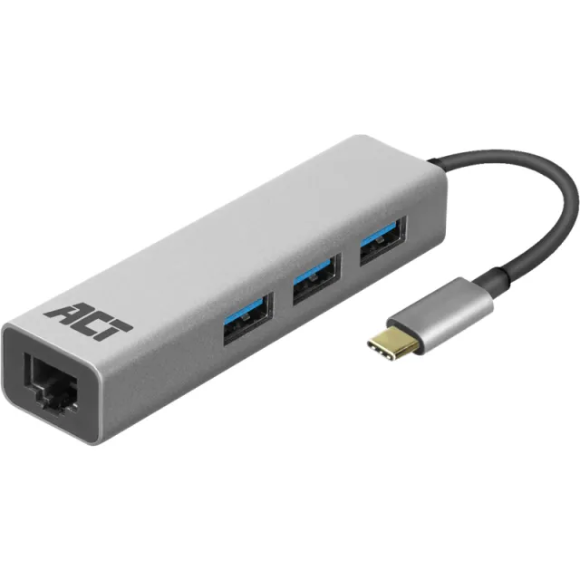 Act AC7055 3-poorts USB-C hub met ethernet