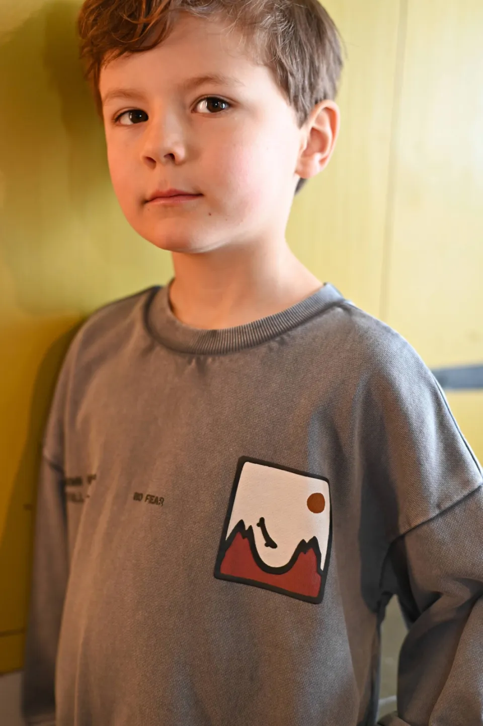 Sturdy oversized sweater Mountain top met backprint grijs/wit/oudroze, foto 7