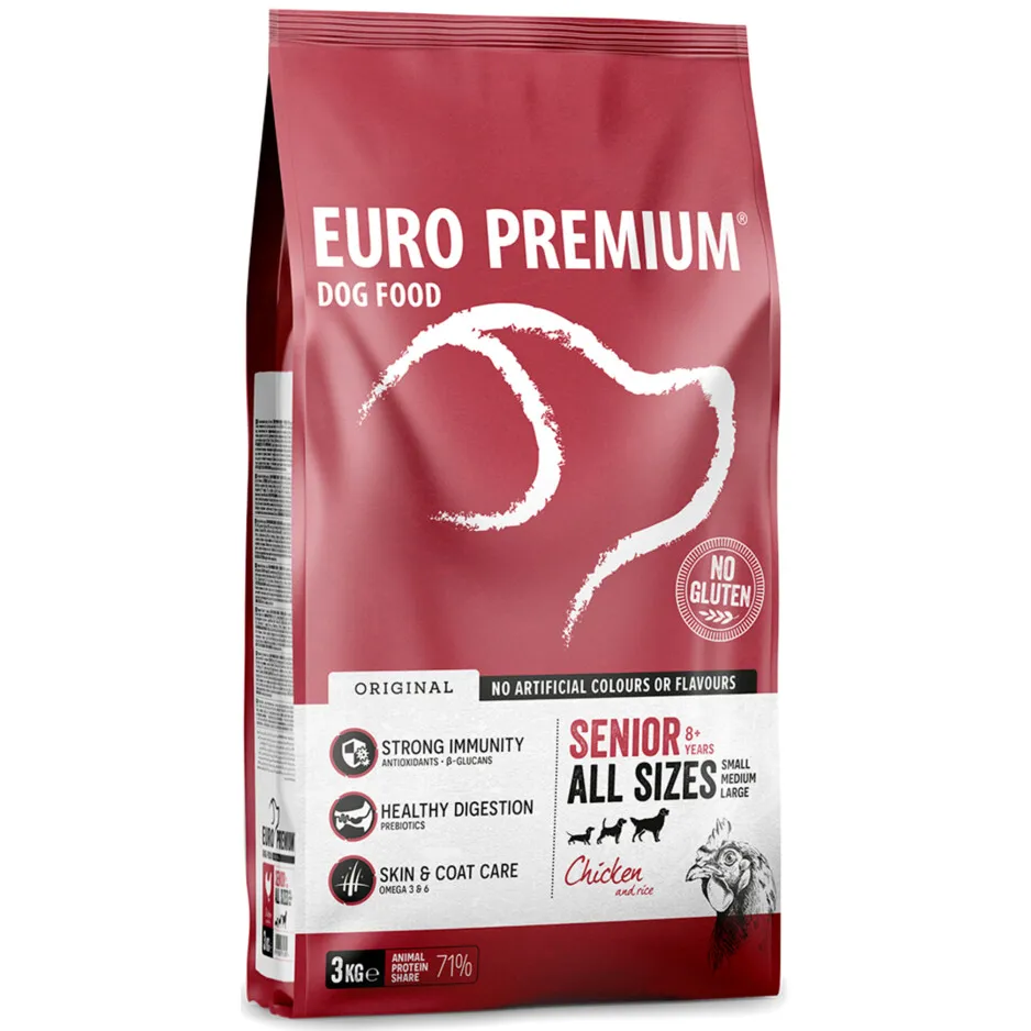 Euro Premium Senior 8+ kip & rijst hondenvoer 3 kg, foto 3