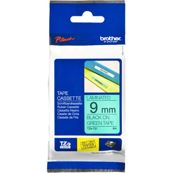 Brother TZe-721 Tape Zwart op groen (9 mm), foto 2