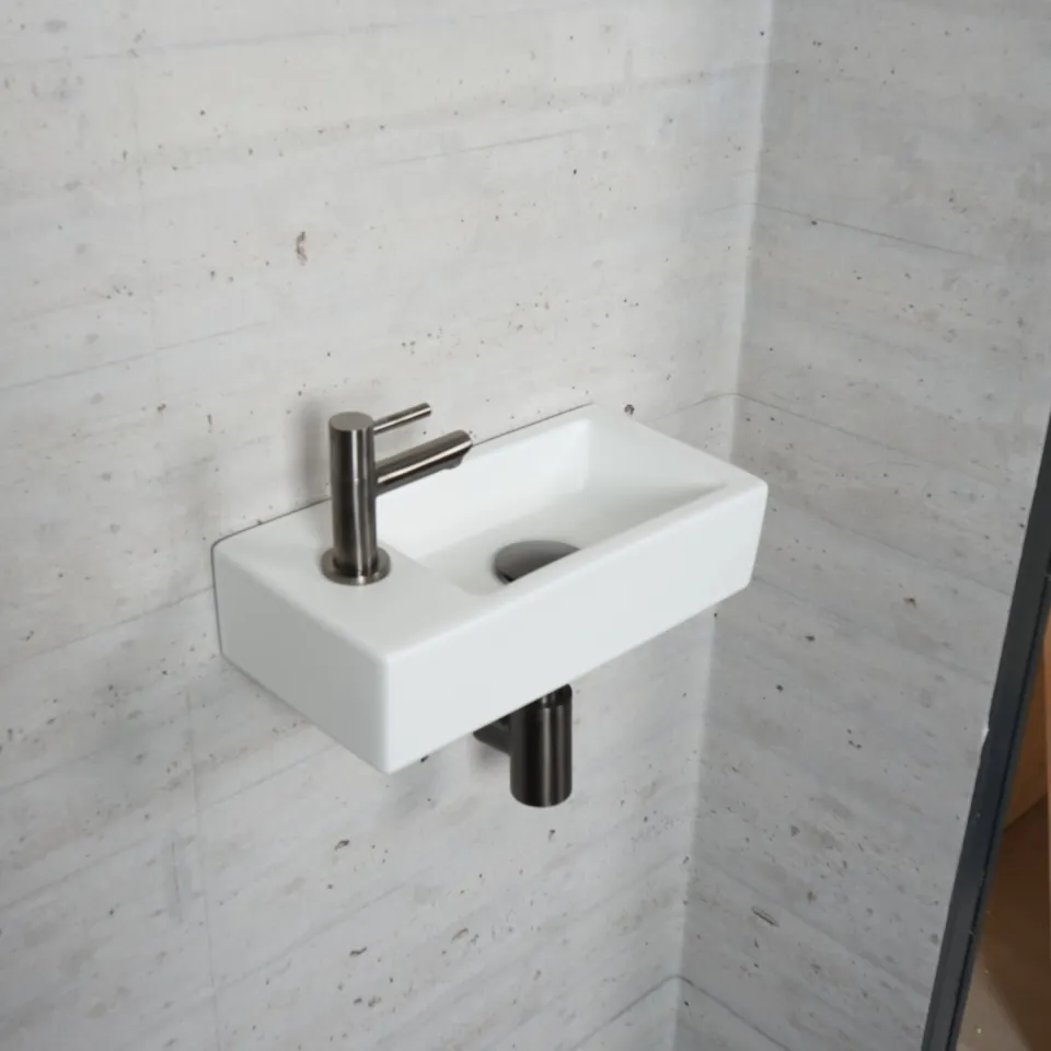 Fonteinset Mat Wit Wiesbaden Color Gun Metal (kraangat links), foto 2
