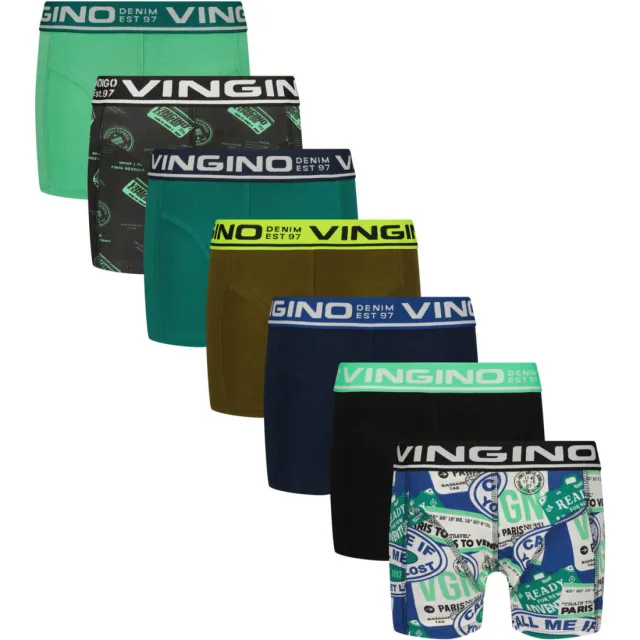 Vingino boxershorts set van 7 groen met print