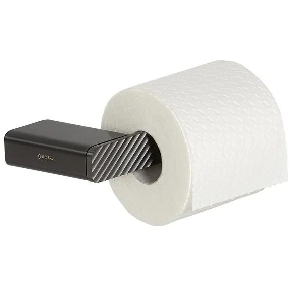Geesa Shift toiletrolhouder zonder klep diagonaal strepenpatroon zwart