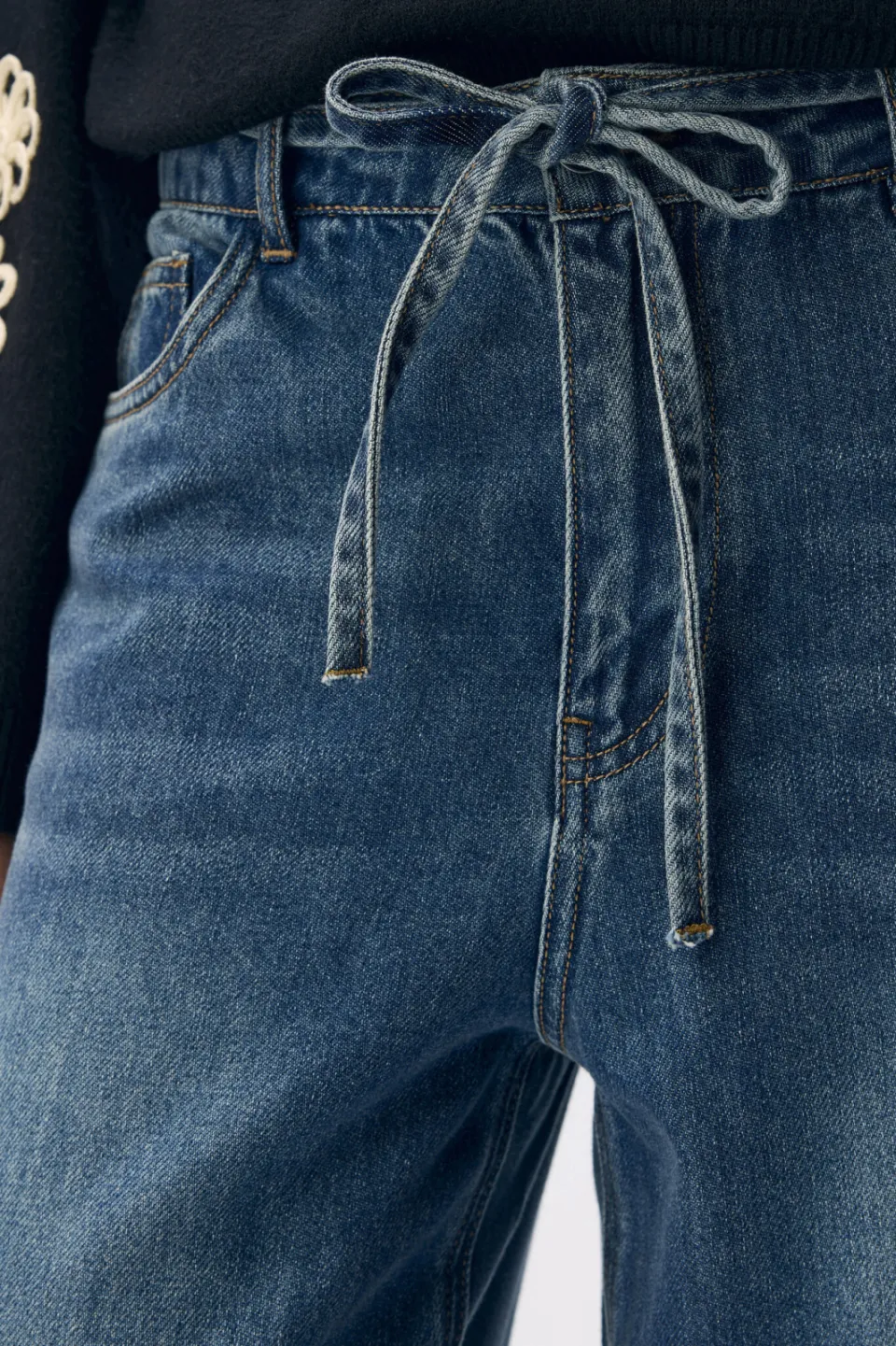 Object wide leg jeans medium blue denim, foto 6