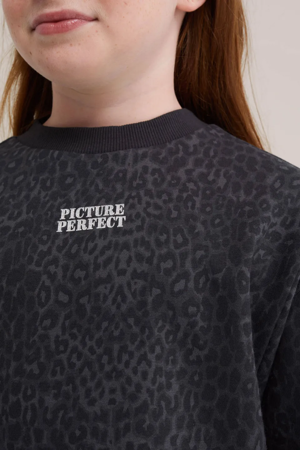 WE Fashion midi sweatjurk panterprint zwart/grijs, foto 6