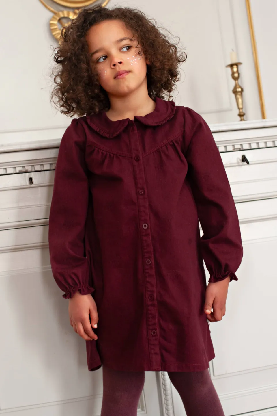 Jubel midi jurk met ruches bordeauxrood, foto 8