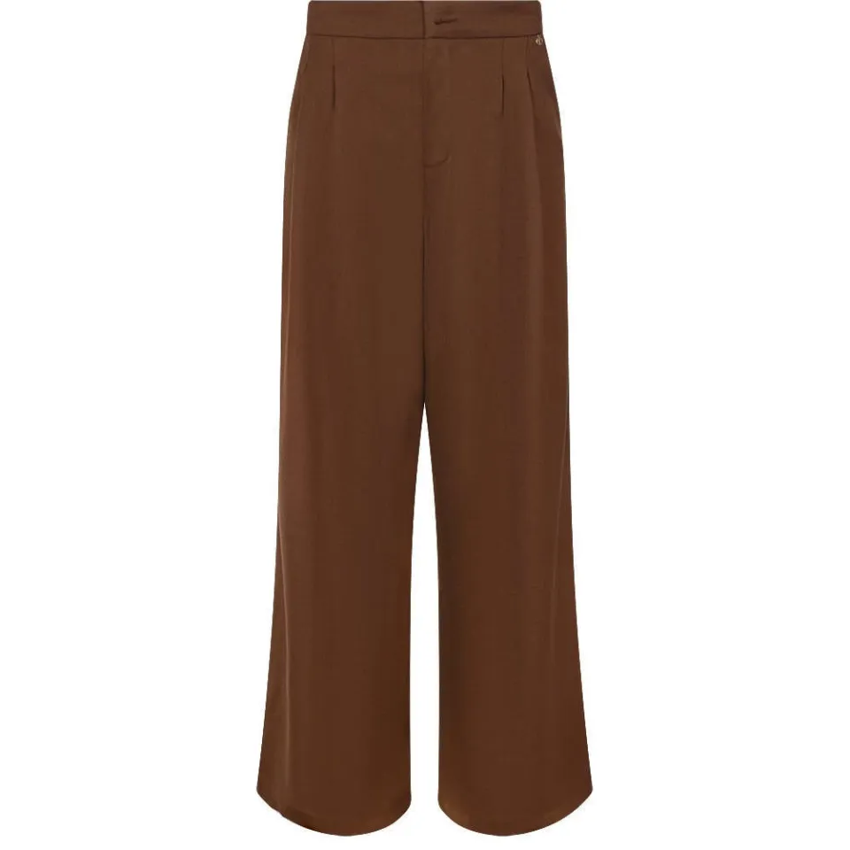 NUKUS wide leg broek met wol - bruin, foto 2