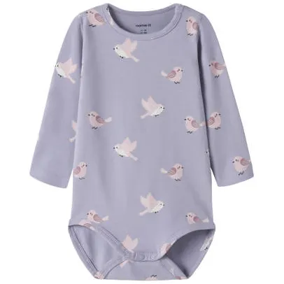 NAME IT BABY romper met print - lila Paars Meisjes Stretchkatoen Ronde hals