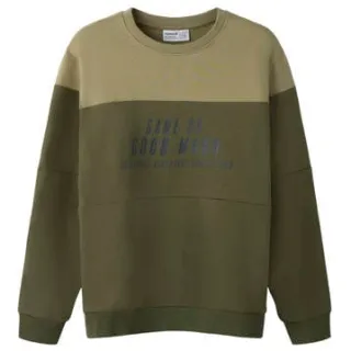 NAME IT KIDS rechtvallende sweater - donkergroen Jongens Katoen Ronde hals Donkergroen/middengroen