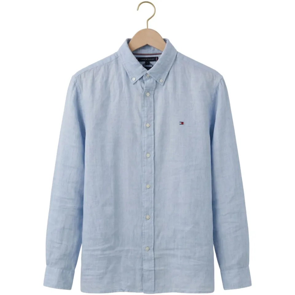 Tommy Hilfiger Heren Overhemden Pigment Dyed Li Solid Rf Shirt - Lichtblauw, foto 2