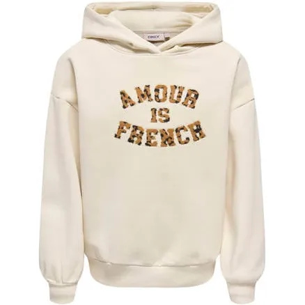Only KIDS ONLY GIRL hoodie met print - beige Sweater Meisjes Katoen Capuchon