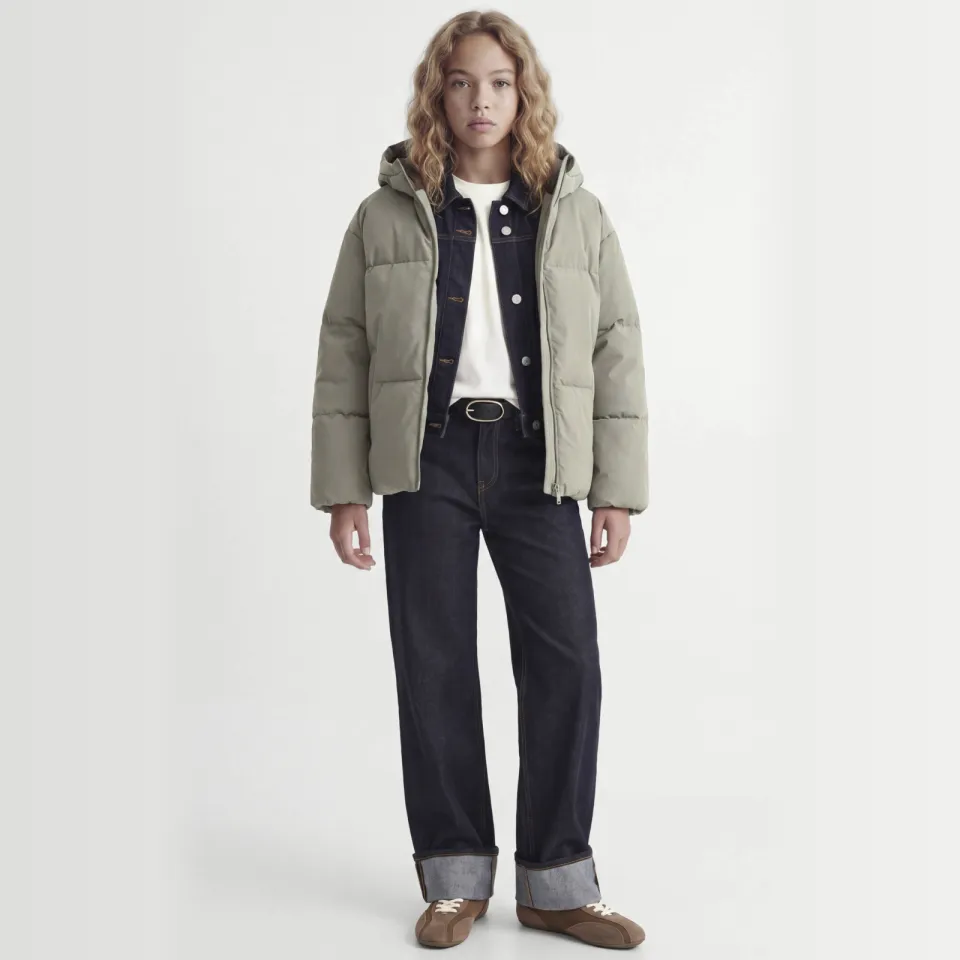 JJXX GIRL pufferjas grijsgroen