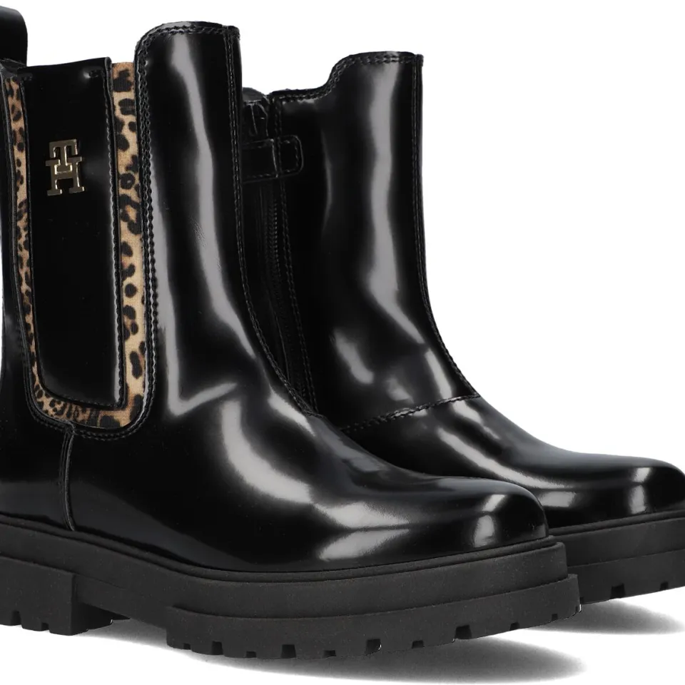 Tommy Hilfiger enkelboots met panterprint zwart, foto 4