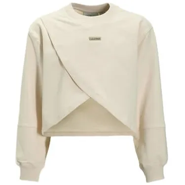 Calvin Klein sweater lichtgrijs Meisjes Stretchkatoen Ronde hals Effen